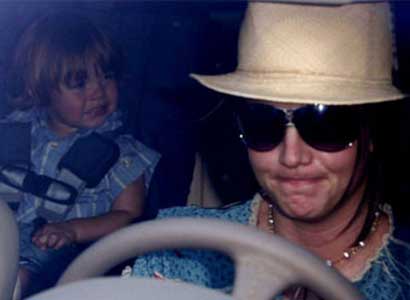 Britney Spears with son in back seat