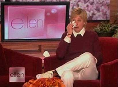 Ellen DeGeneres cries over dog