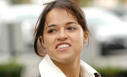 Michelle Rodriguez gives a grin