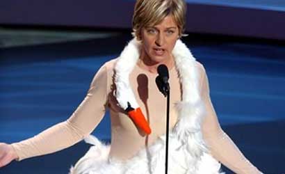 Ellen DeGeneres in a bird suit